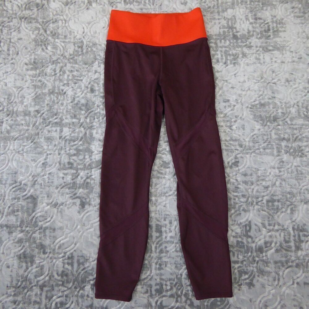 Athleta Tenacity 7/8 Tight Leggings Women's Size Small Burgundy Orange Yoga Gym